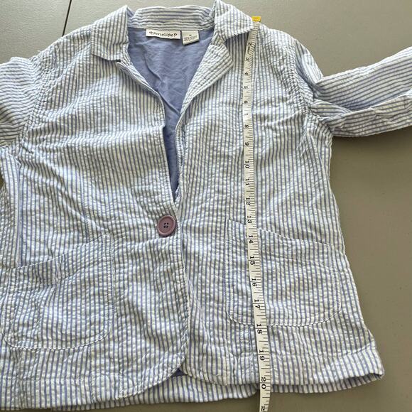 Periscope Blazer Jacket Pinstripes Preppy Light Academia Career Coastal Preppy M - Picture 8 of 8